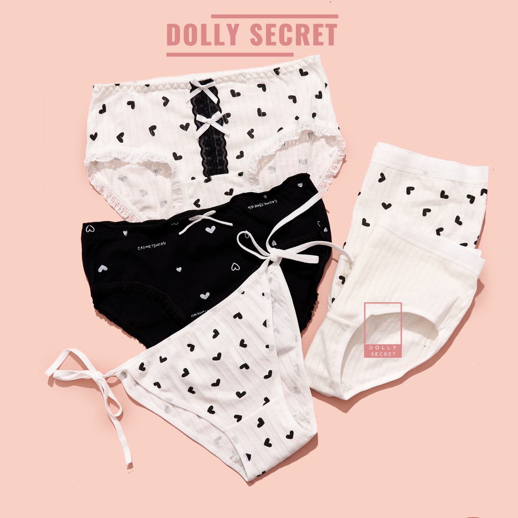 Set quần lót nữ dễ thương len tăm cotton thun lạnh kháng khuẩn quà tặng ý nghĩa DOLLYSECRET QL042 | BigBuy360 - bigbuy360.vn