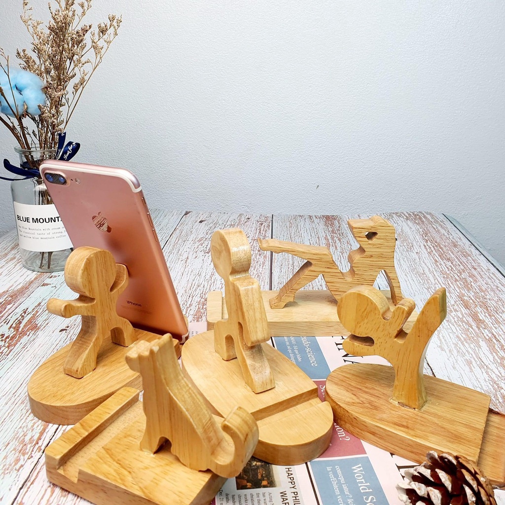 Giá đỡ điện thoại nhiều hình ngộ nghĩnh đáng yêu chất liệu gỗ tự nhiên Minhome