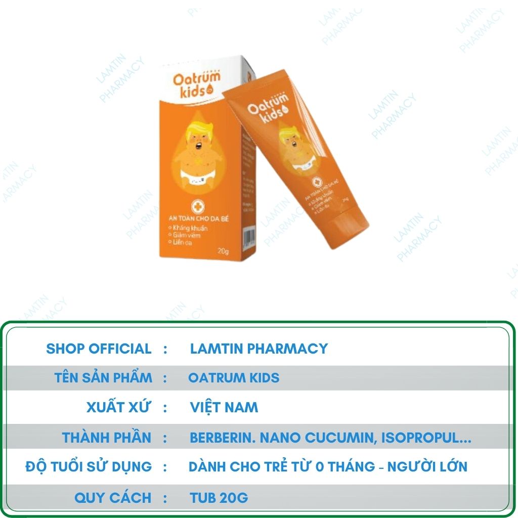 OATRUM KIDS - Gel bôi hăm, tràm sữa, mụn nhọt, rôm sảy cho trẻ sơ sinh - Hàng chính hãng  ( tub 20g )