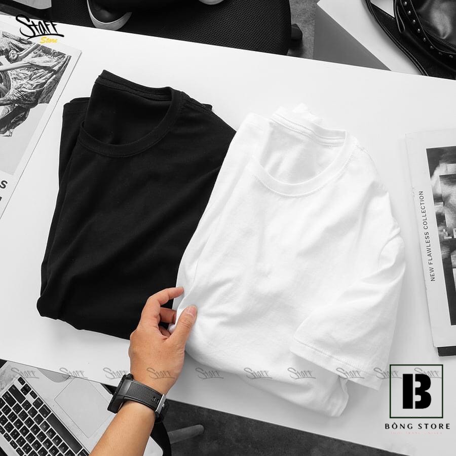 Áo Thun Trơn Đen-Trắng Form Chuẩn Tay Ngắn, Chất COTTON Cao Cấp, AT09.1 | BigBuy360 - bigbuy360.vn