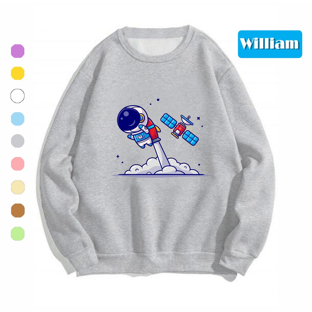 Áo sweater nam nữ in hình Du Hành Gia dễ thương cute, chất nỉ dày dặn, hợp làm áo cặp William - DS157