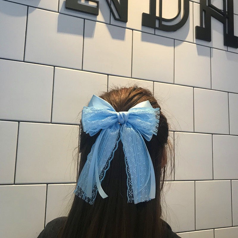 Kẹp tóc hình nơ phối ren xinh xắn phong cách hàn quốc