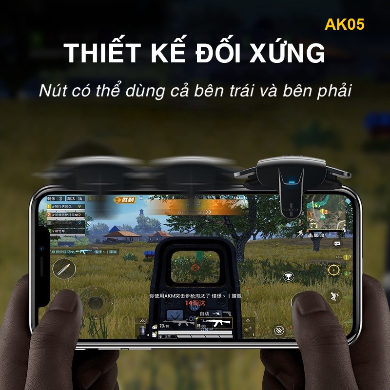 Nút bắn Pubg, FF, Rol mobile memo Ak05-AK02, nút bấm auto tap 30 nhịp/s , nút gaming tặng kèm 4 bao tay siêu nhạy game.