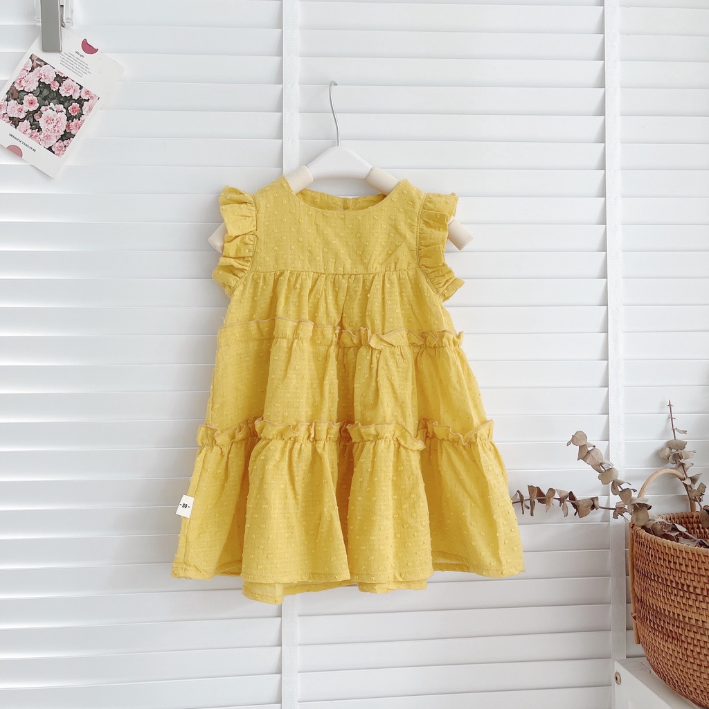 ✨BÁN SỈ✨D012- Đầm bé gái 3 tầng 3 màu hồng,cam,vàng