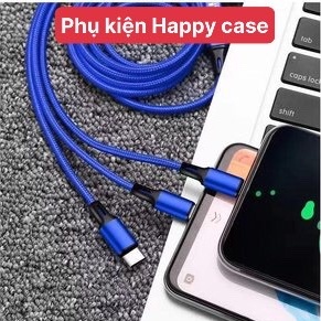 CÁP DÙ 3 ĐẦU MICRO,IP,TYPE C 3 in 1 Đầu Bọc Dù,dây dù đa năng có sẵn 3 đầu sạc tiện lợi