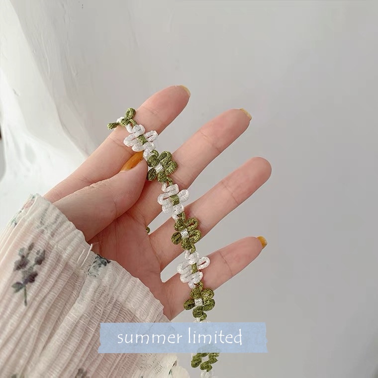 Vòng Cổ Choker Vải Dệt Tay Đính Hoa Thời Trang Xuân Hè Cho Nữ