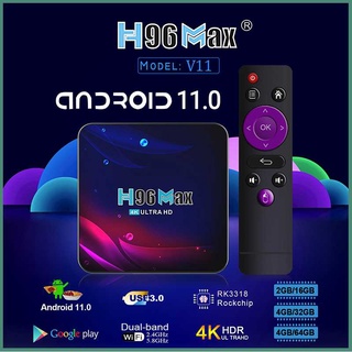 [CPU CHUẨN HÃNG] TV Box H96 Max V11 Android 11.0 Rk3318 2g 16g Bluetooth 4.0 4k 2.4g 5g Và Phụ Kiện Cao Cấp
