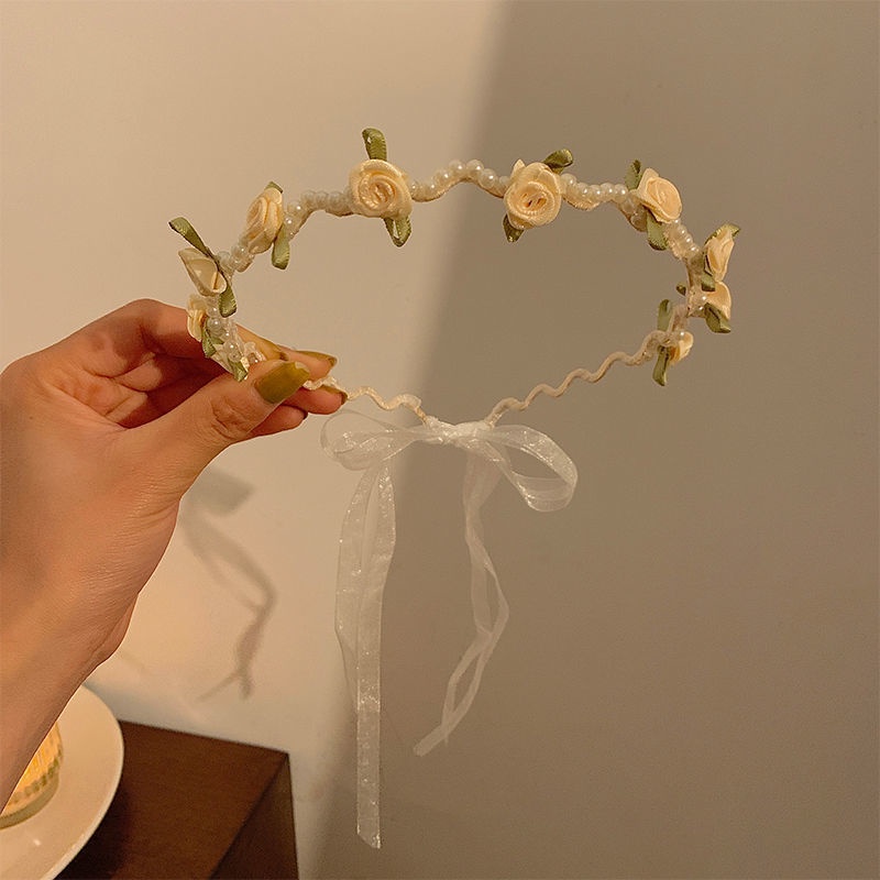 Băng Đô Vải Satin Đính Hoa Và Ngọc Trai Thời Trang Cho Nữ