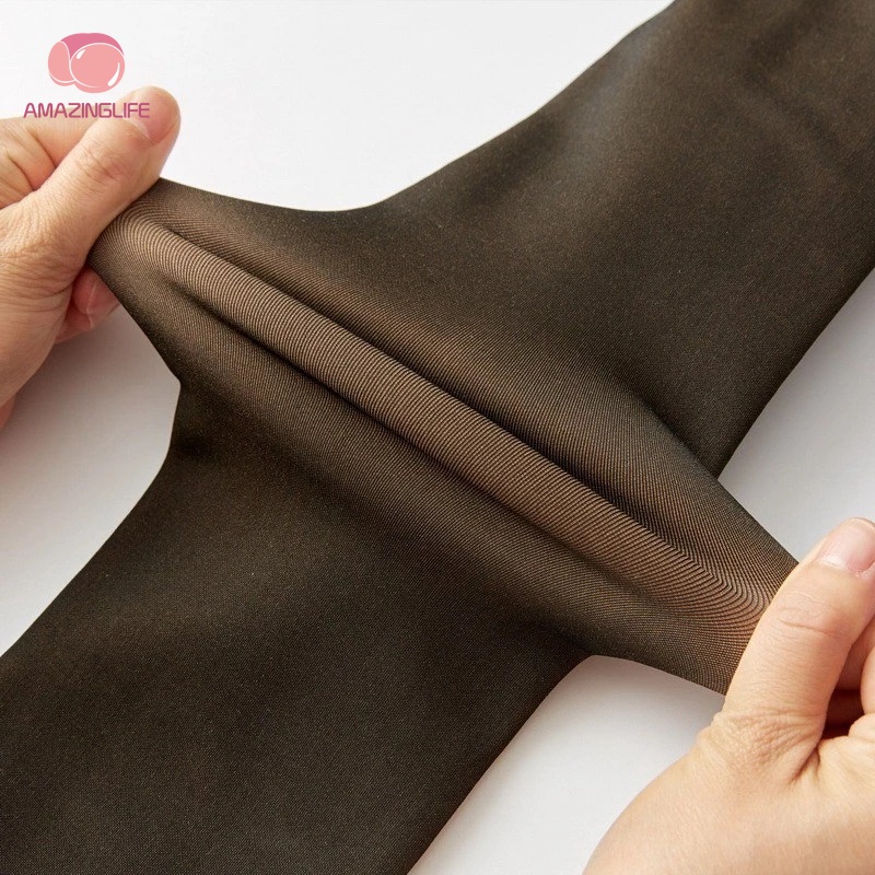 [Amazinglife] Quần Tất Lông Dày Co Giãn Thoải Mái Lưng Cao Bằng Polyester Mặc Thường Ngày Thời Trang Mùa Đông Cho Nữ