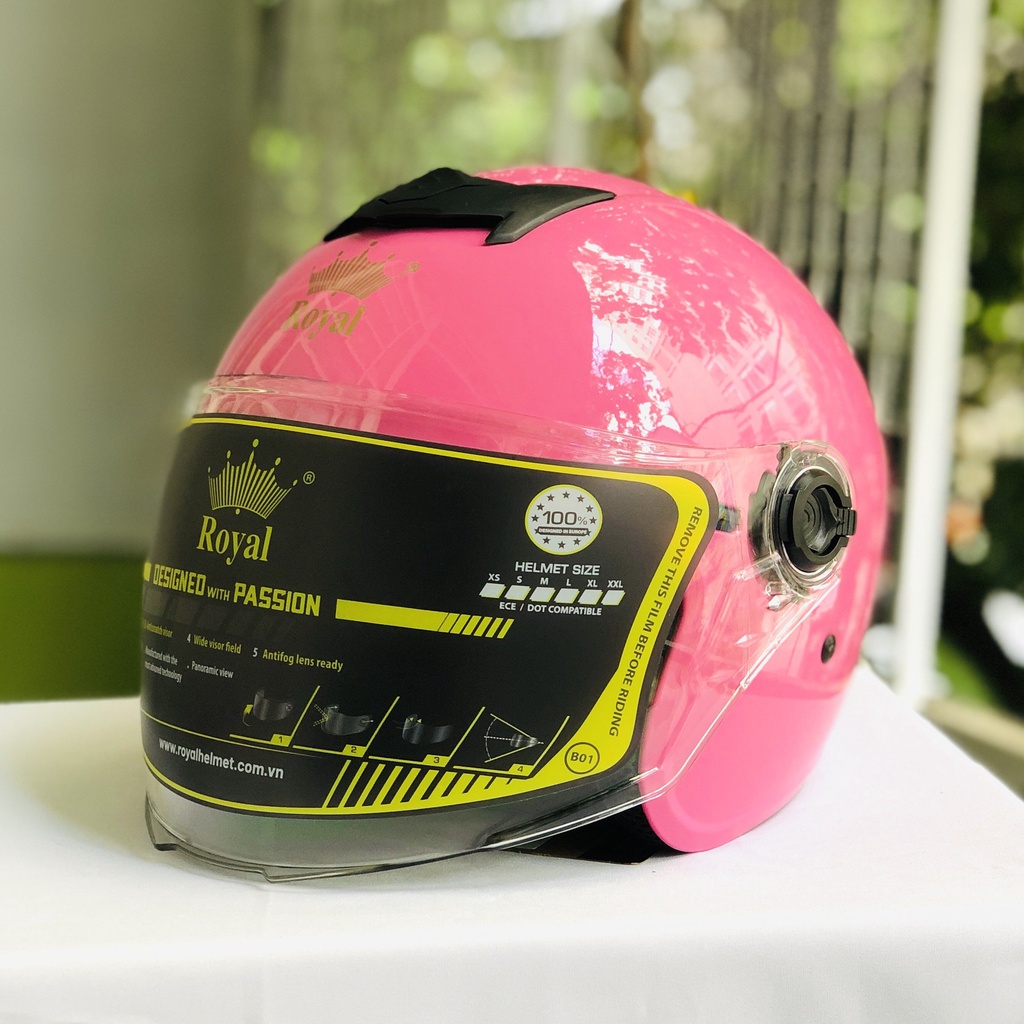 Mũ bảo hiểm 3/4 Royal M270, nón bảo hiểm trẻ em có kính, thông thoáng khí cho vòng đầu từ 47-52cm