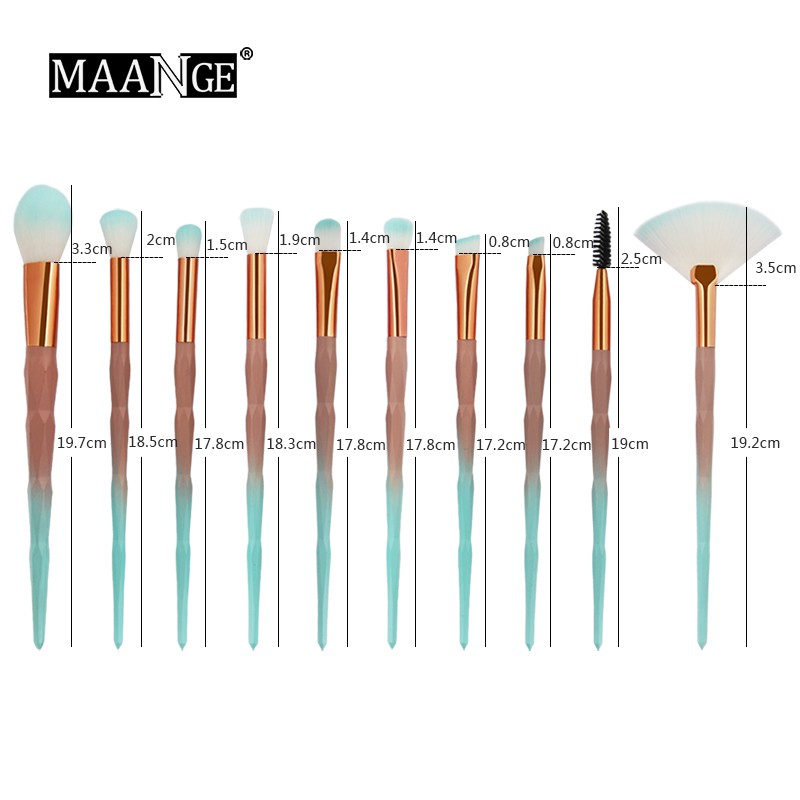 Bộ 20 Cọ Trang Điểm MAANGE Thiết Kế Tay Cầm Họa Tiết Vân Kim Cương Thời Trang 150g