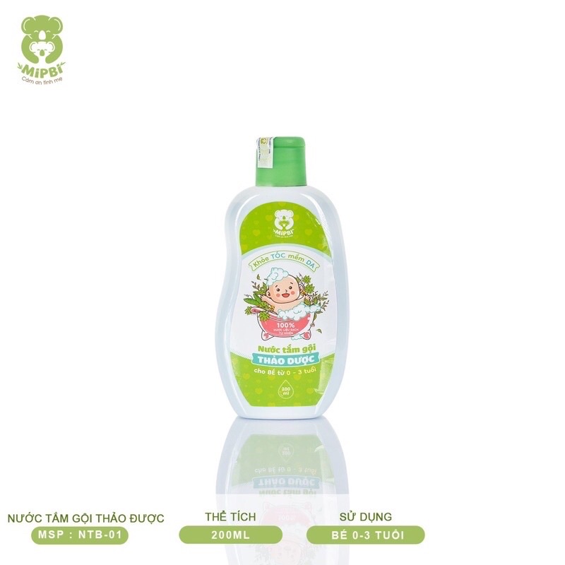 Nước tắm gội thảo dược mipbi 200ml an toàn cho bé từ sơ sinh, Suzy Baby