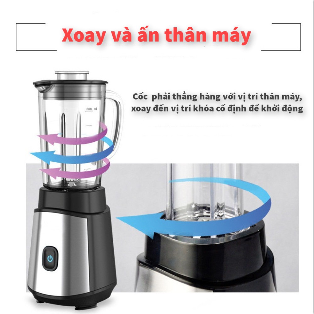 [Mã ELHA22 giảm 6% đơn 300K] Máy xay sinh tố mini HAIER HBL-T061B - tặng bình xay cầm tay siêu tiện lợi - hàng chuẩn