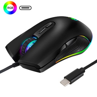 Type-c ergonomic mice 4 backlight modes up to 3200 dpi rgb wired gaming mouse