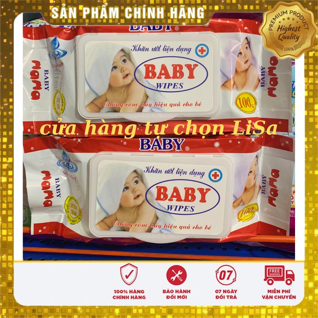 Khăn ướt tiện dụng Baby Wipes an toàn cho da 100 tờ