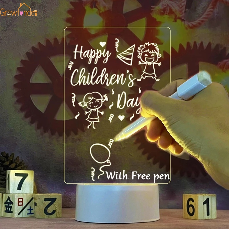 Bảng Ghi Chú Bằng Acrylic Có Đèn Led Và Cổng USB Độc Đáo Trang Trí Phòng Bé Gái