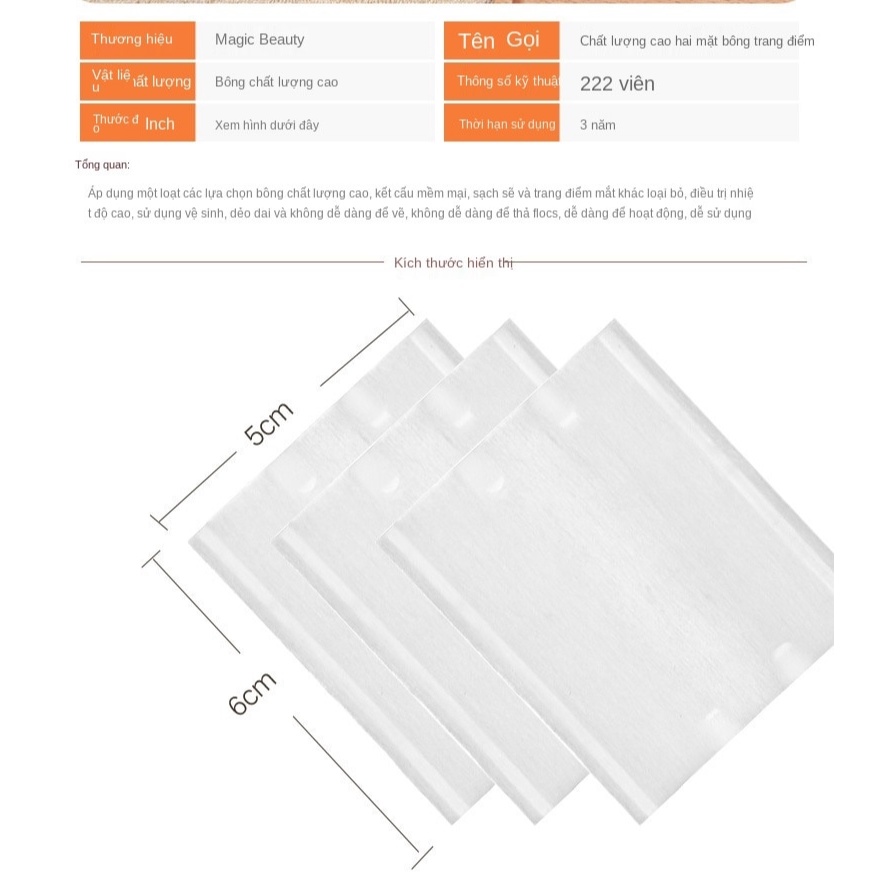 Bông Tẩy Trang Cotton Pads 3 lớp 222 miếng Dày Dặn 5x6cm
