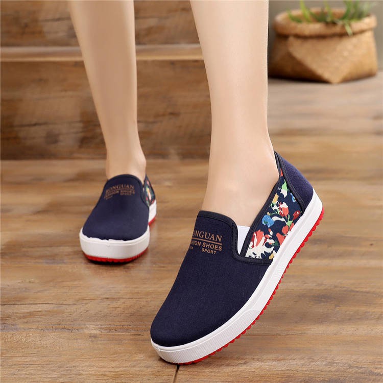 Trend Woman 2018 Fashion Canvas Floral Prited Shoes Casual Flat Sneakers