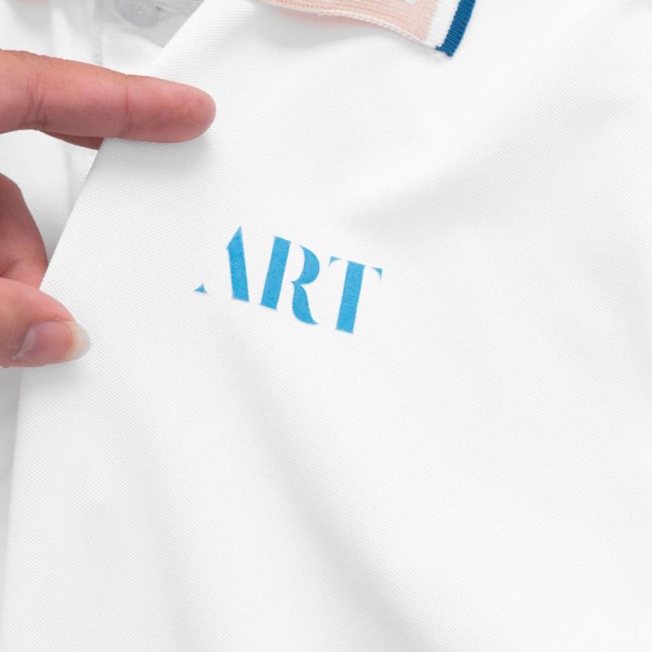 Áo Phông Polo Nam Cộc Tay Cao Cấp Màu Trắng In Chữ ART Form Rộng