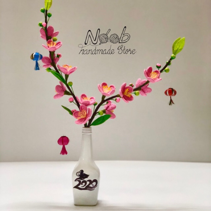 Set nguyên liệu làm hoa mai/ đào bằng  len sợi