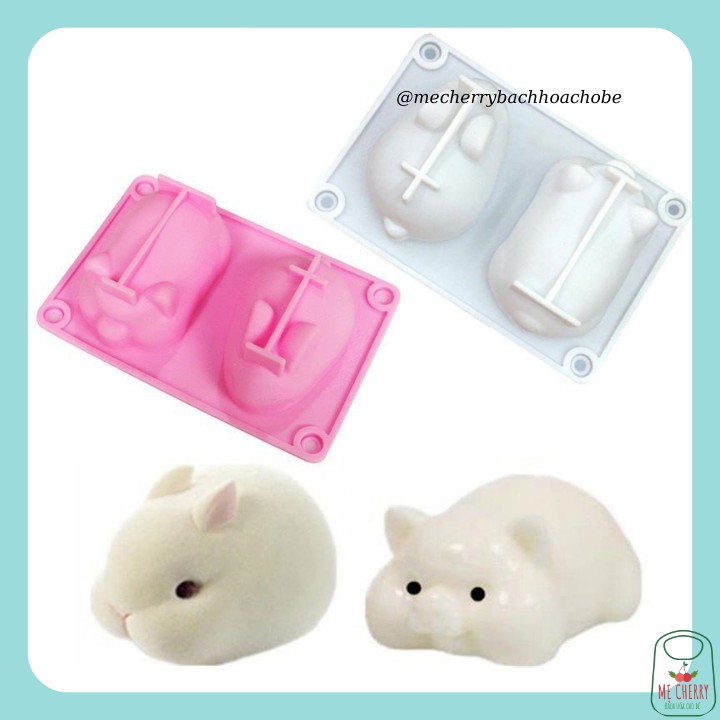 Khuôn silicon chịu nhiệt tốt làm đậu hủ non, pudding, rau câu hình thỏ, heo dễ thương