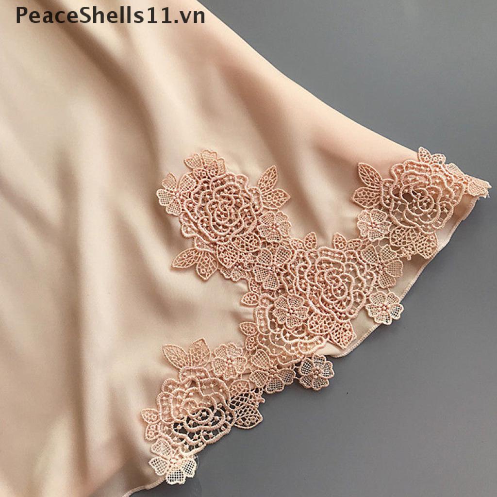 [PeaceShells11] Đầm Ngủ Lụa Phối Ren Gợi Cảm Cho Nữ