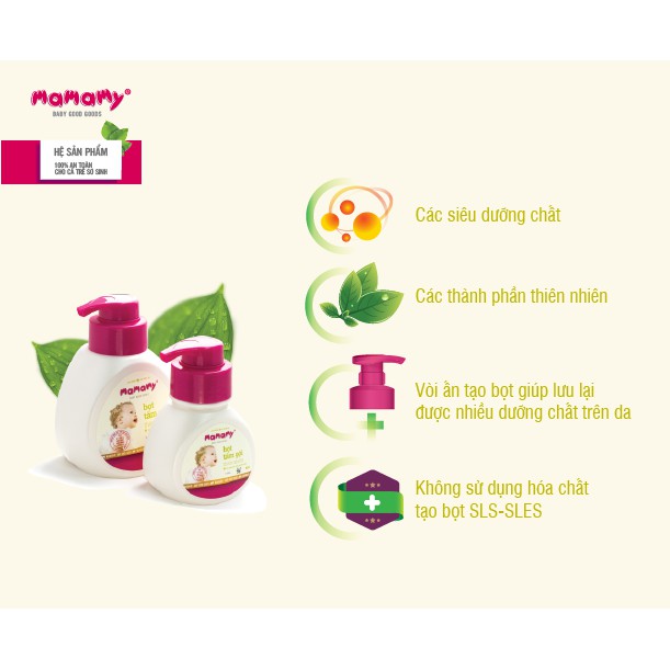 Combo Chai 400ml + Túi 400ml Bọt Tắm Gội (Sữa Tắm Gội 2 In 1) Thiên Nhiên An Toàn Cho Bé Mamamy