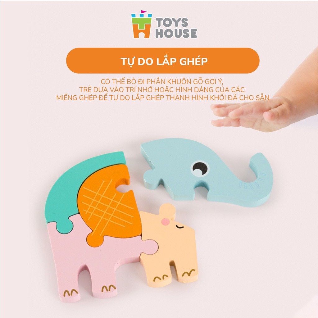 Đồ chơi ghép hình gỗ thông minh cho bé ToysHouse nhân vật hoạt hình ngộ nghĩnh, màu sắc đa dạng