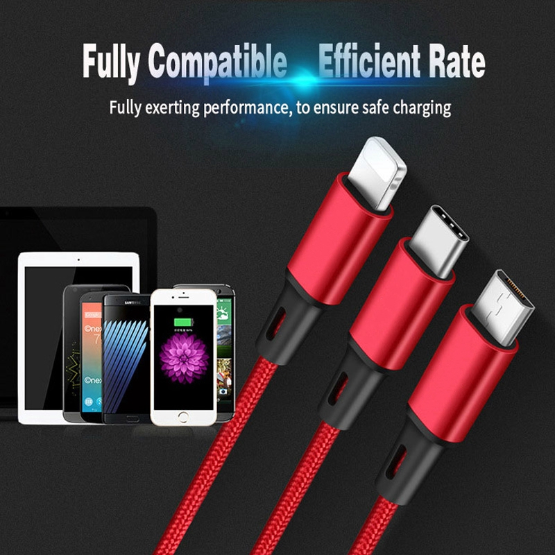 Dây cáp sạc nhanh 3 trong 1 tiện lợi thích hợp cho ip