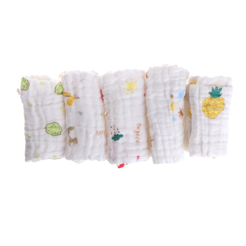 Bộ 5 Khăn Tắm Bằng Cotton Tự Nhiên Hình Vuông Cho Bé