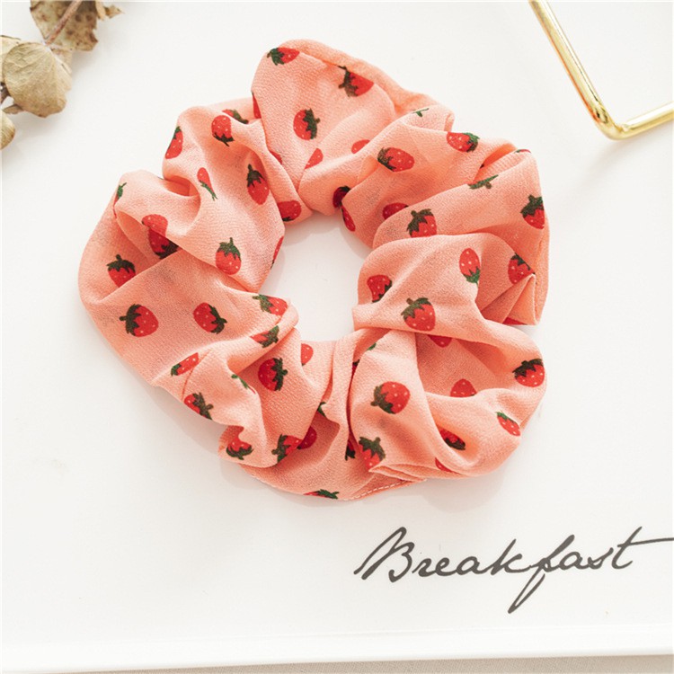 Dây Buộc Tóc Scrunchies Hàn Quốc Mẫu Cherry, Dâu Mới Xinh Xắn