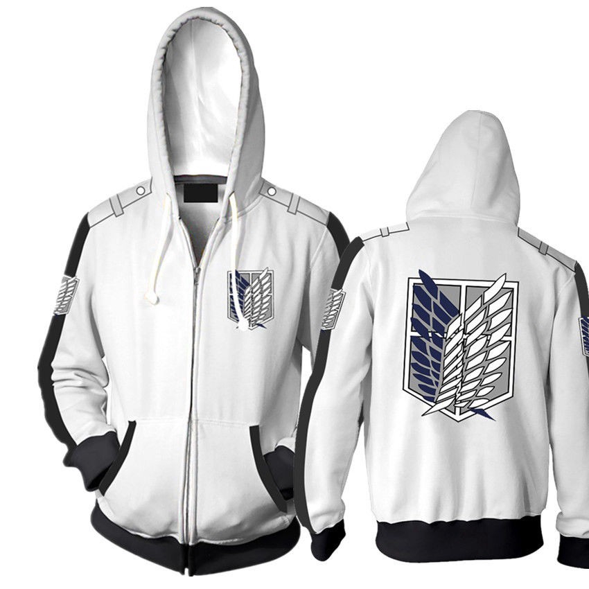 Áo khoác hoodie có khóa kéo hóa trang nhân vật Attack on Titan cho nam