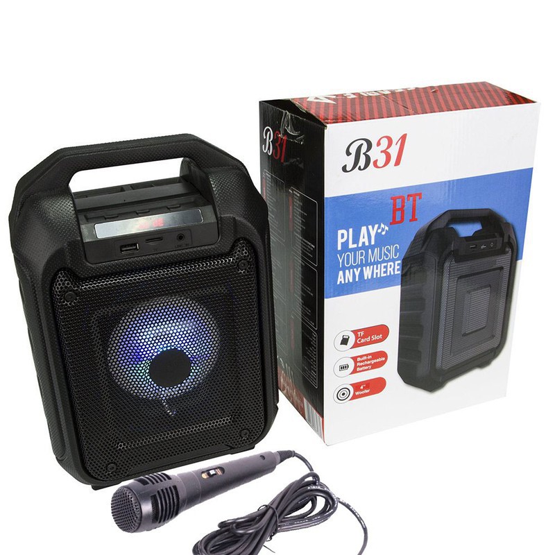 Loa bluetooth karaoke xách tay B31 tặng kèm micro hát karaoke