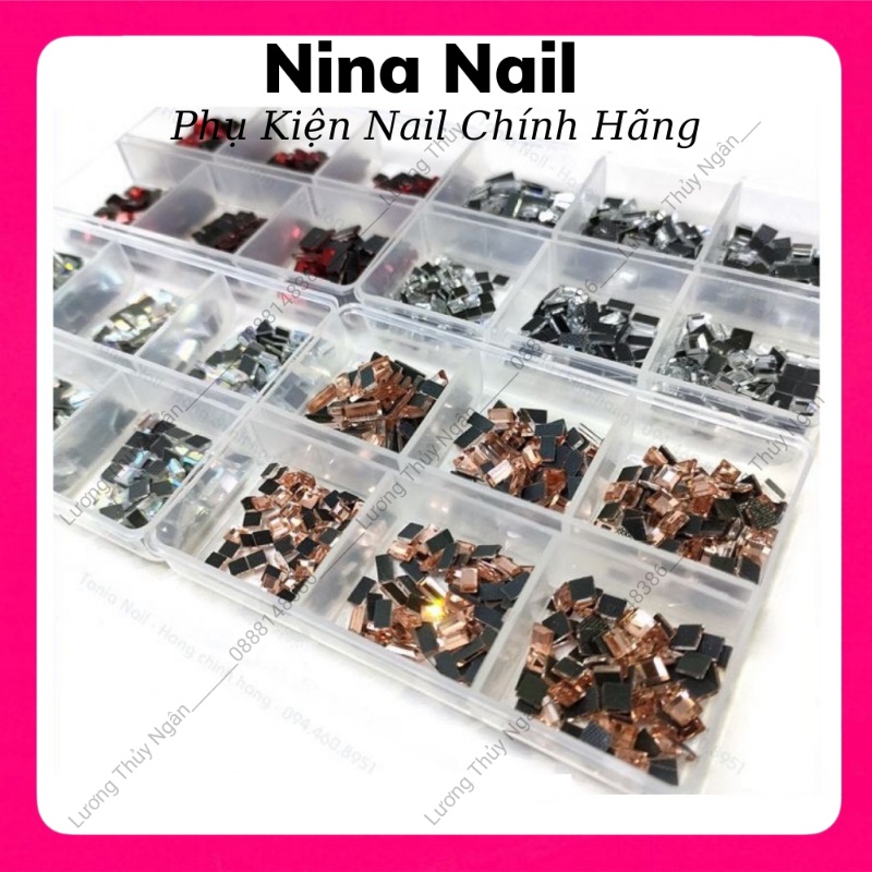 Khay Đá Chân Keo Chữ Nhật Gắn Móng Mix 6 Size