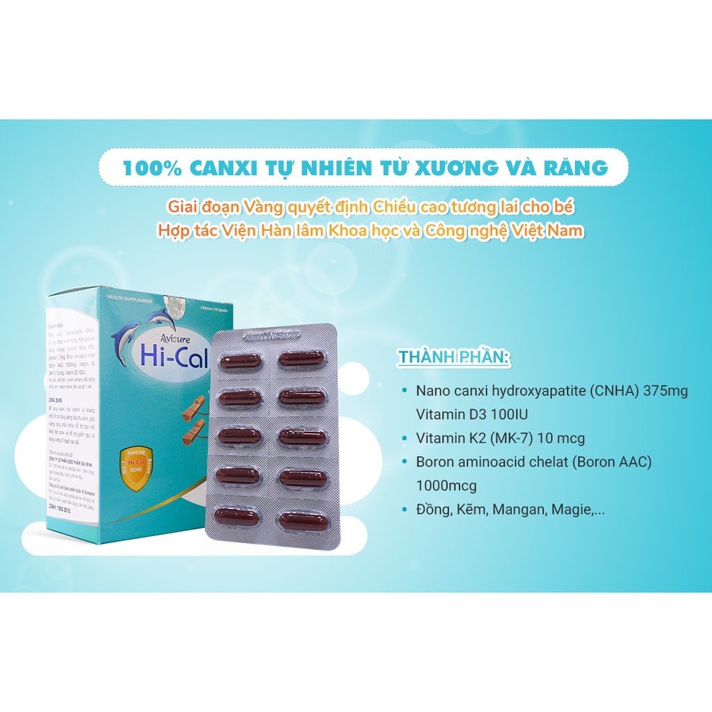 Hi-Cal Avisure Canxi Nano - Bổ sung canxi tự nhiên cho mẹ bầu [Chính hãng - Hộp 60 viên]