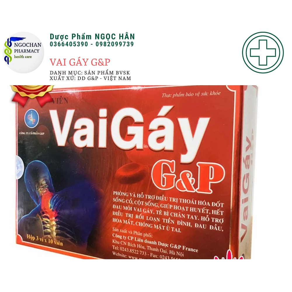 Viên Uống GIẢM ĐAU MỎI VAI GÁY GP| Hỗ Trợ Các Triệu Chứng Thoái Hóa Đốt  Sống Cổ | Hộp 3 vỉ x 10 viên | DP G&P