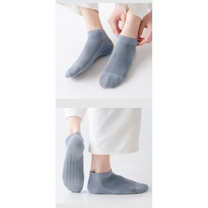 Vớ Cotton Cổ Ngắn Thoáng Khí Thấm Hút Mồ Hôi Màu Sắc Đơn Giản Cho Nam