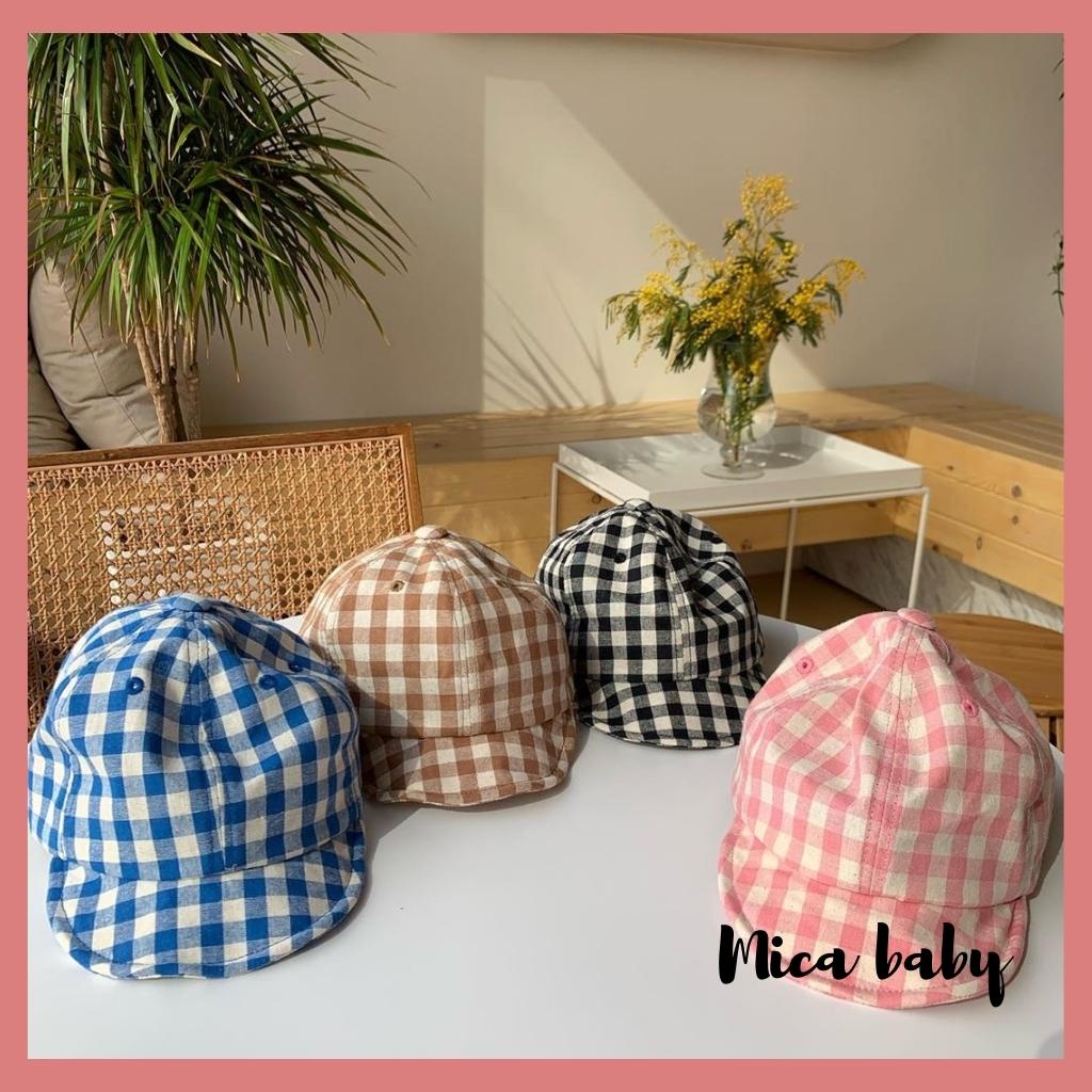 Mũ lưỡi trai mềm họa tiết kẻ caro đáng yêu cho bé Mica Baby MH126