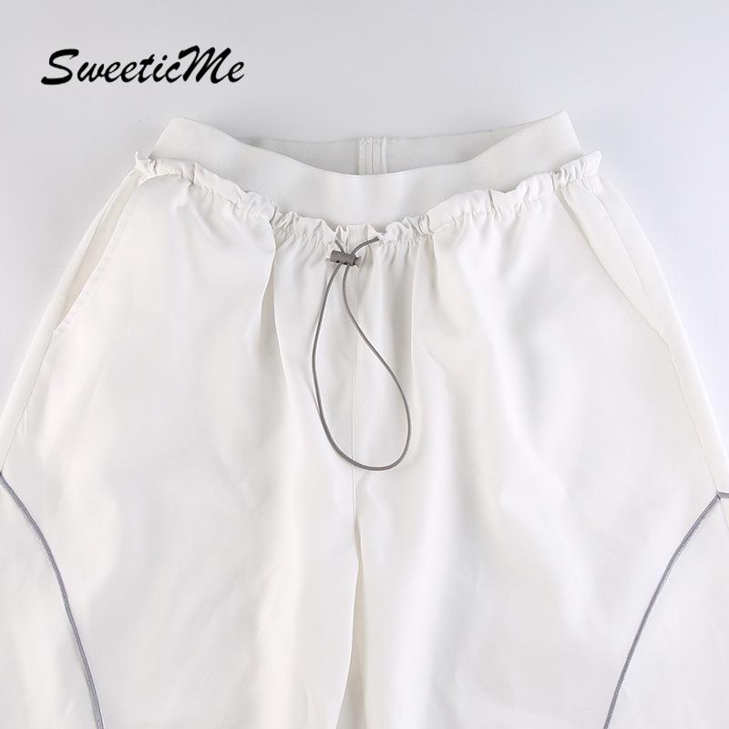Sweeticme Quần Dài Lưng Cao Dây Rút Co Giãn Thời Trang Cho Nữ