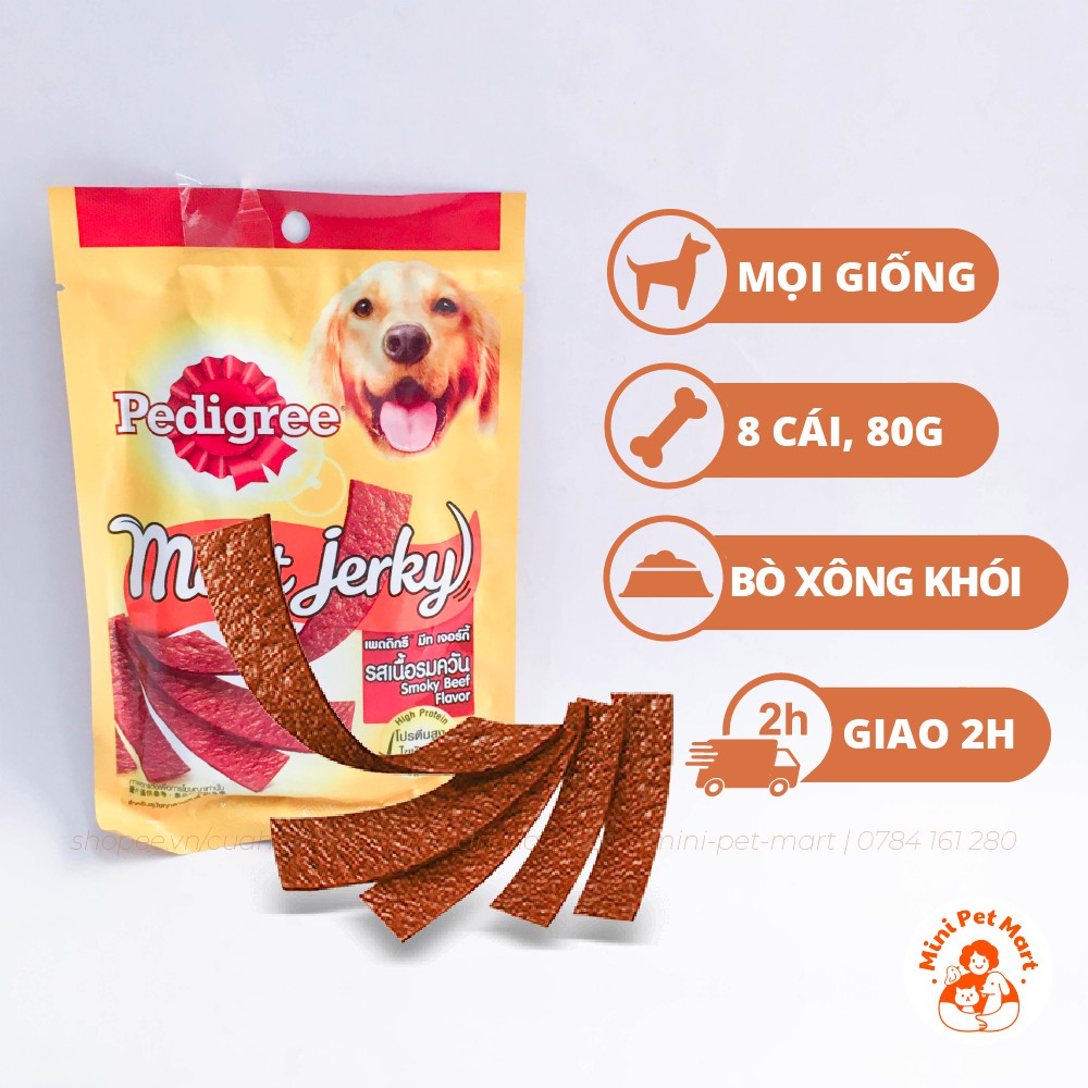 Thức ăn vặt cho chó vị thịt bò xông khói PEDIGREE 80g (8 cái) - snack, bánh thưởng cho chó