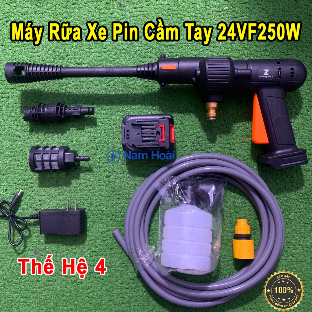 Máy Rửa Xe Cầm Tay Zhong Hui Thế Hệ 4 24VF250W, Áp lực cực mạnh [BẢO HÀNH 12 THÁNG]