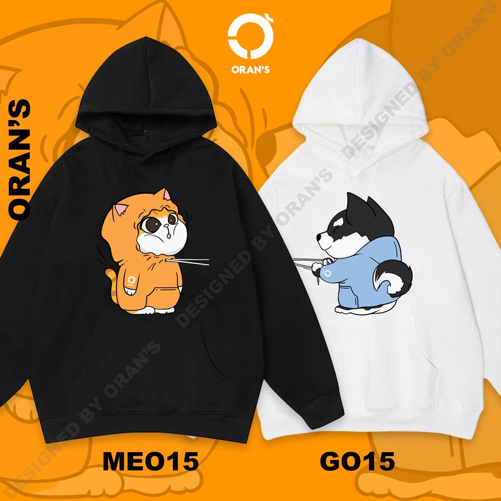 Áo Hoodie đôi in hình chó husky và mèo 15 chất nỉ cotton lót bông cao cấp form rộng unisex ORANS - ORAN'S HOODIE COUPLE