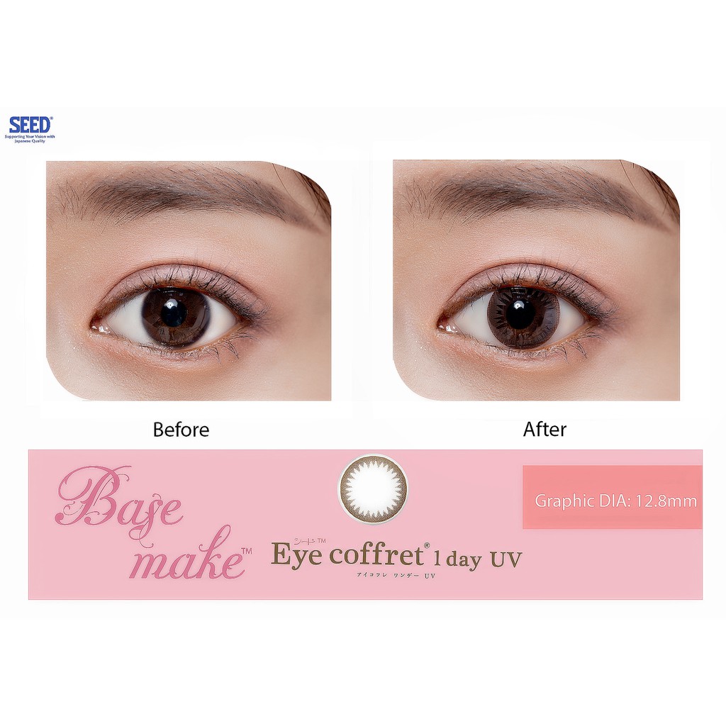 Lens Màu 1 Ngày Base Make - SEED Coffret 1day UV M (ĐỘ CẬN 0- 12 độ)