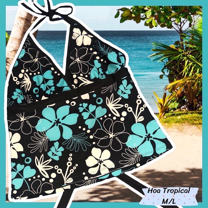 2HAND - Y2K Top / Áo yếm Hoạ tiết Hibiscus/ Áo Bơi 👙