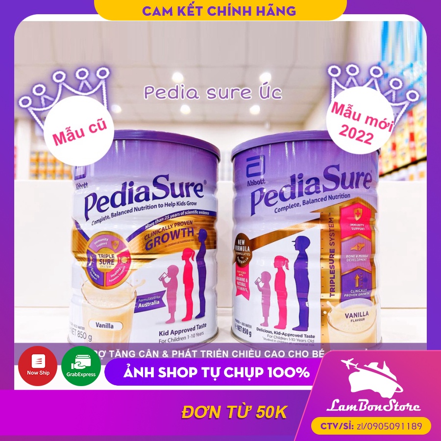 [Mẫu mới Date mới] Sữa Pediasure Úc 850g nắp tím