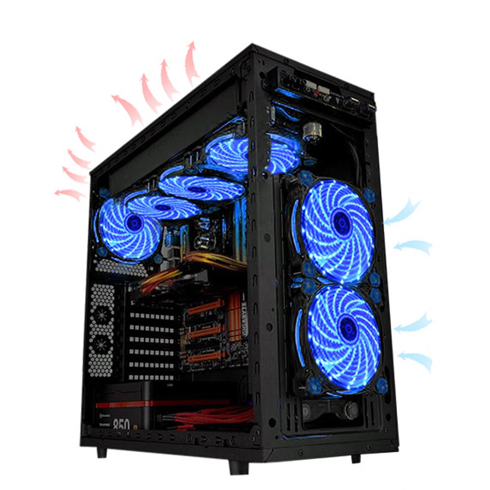 🌟Chất lượng cao nhất🍁120mm 15 LED Neon Light Quite DC 12V 4Pin PC Computer Case Cooling Cool Fan Mod