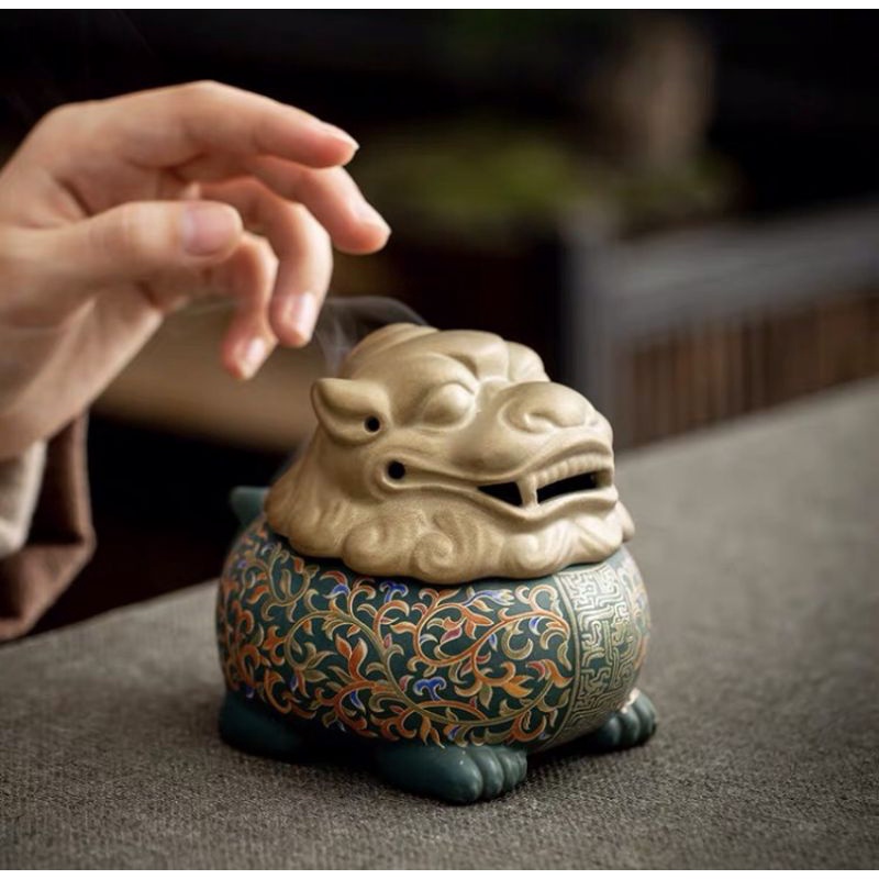 LƯ HƯƠNG XÔNG TRẦM, ĐỐT TRẦM BẰNG GỐM HÌNH KỲ LÂN, CÓC THIỀM THỪ CHIÊU TÀI LỘC