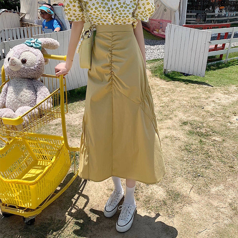 Chân váy IELGY dáng chữ A lưng cao phong cách Hàn Quốc thời trang mùa hè dành cho nữ