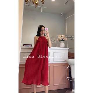 Đầm maxi dập ly dáng suông cổ yếm!