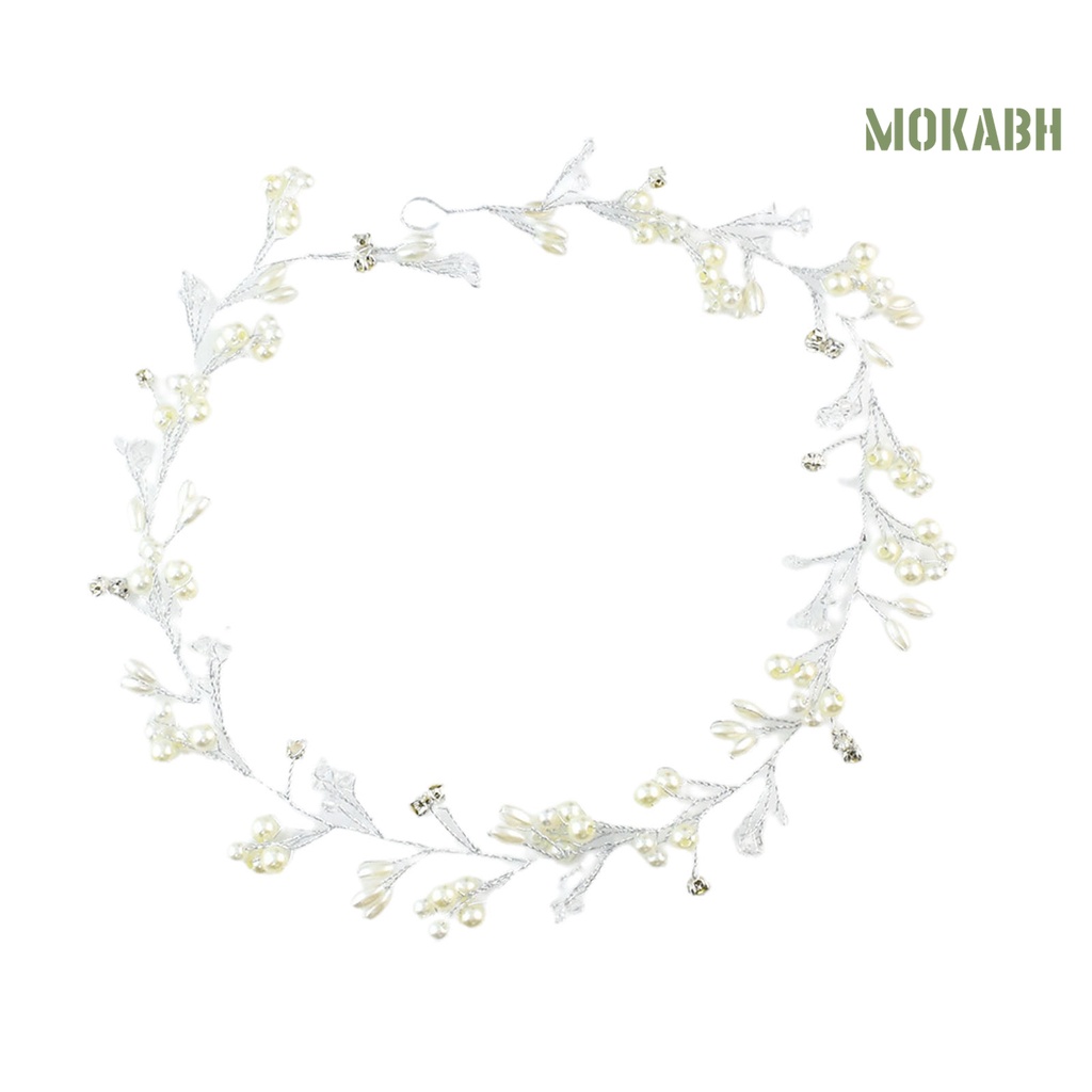 Băng Đô Cài Tóc Đính Đá Ngọc Trai Nhân Tạo Handmade Dành Cho Cô Dâu